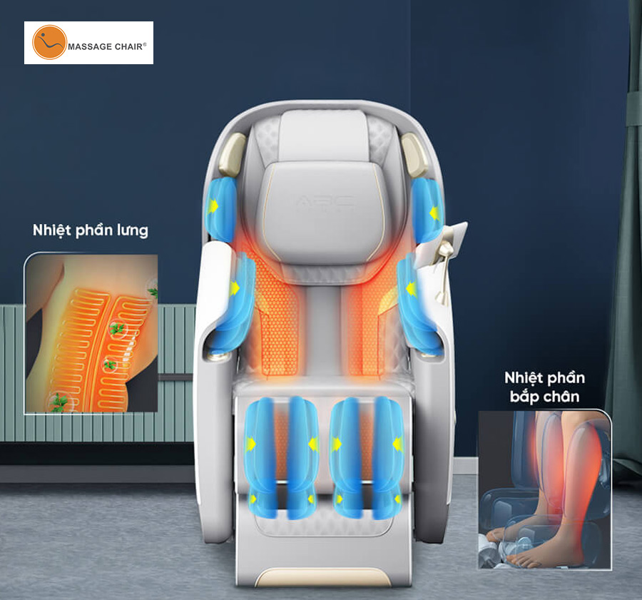 Ghế massage A19 được trang bị hệ thống túi khí toàn thân