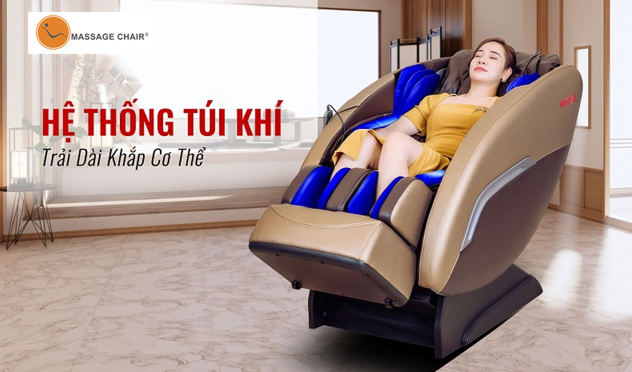 Ghế massage Kaitashi KS-185 được trang bị hệ thống túi khí trải dài khắp cơ thể