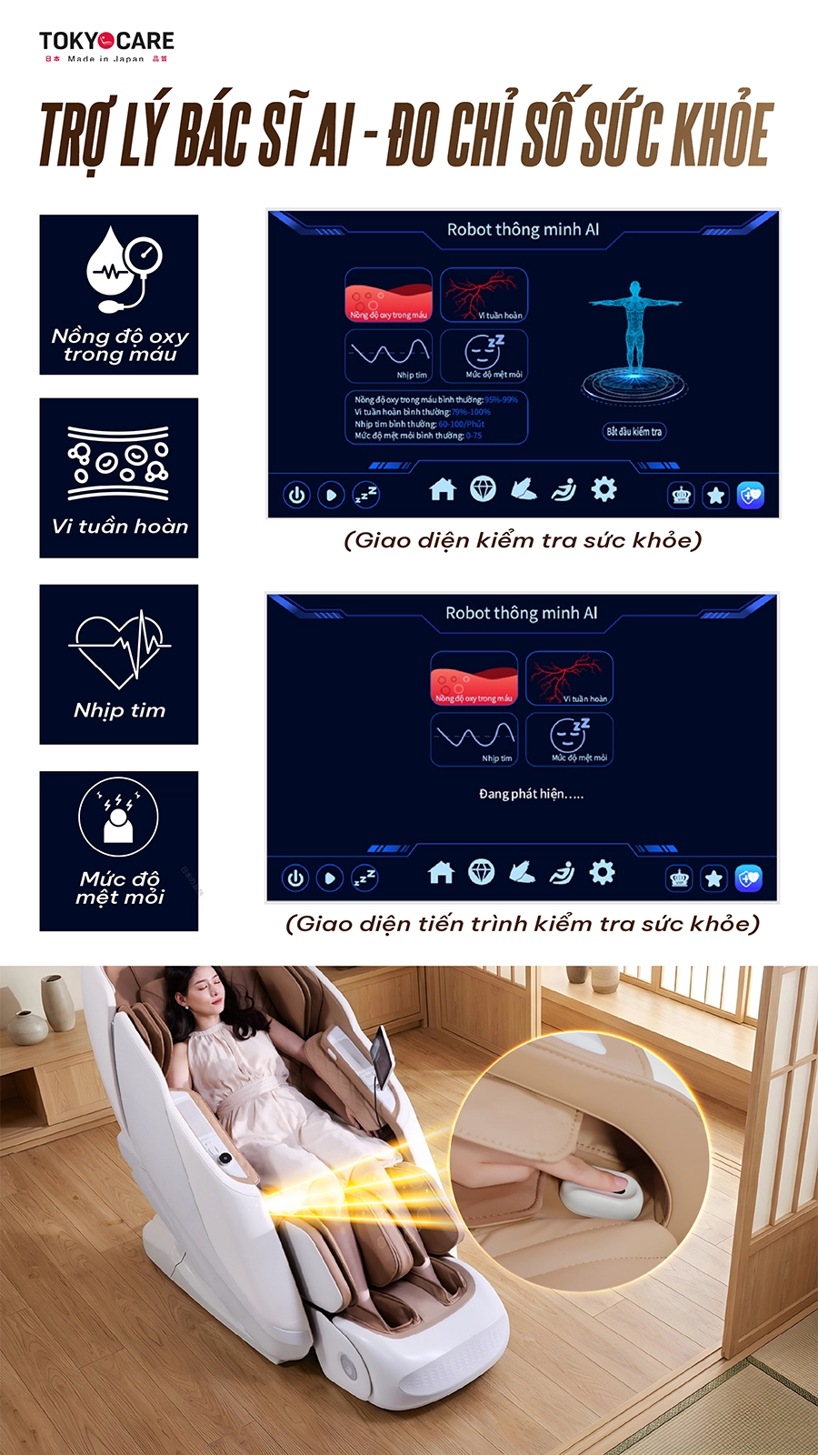 Ghế Massage Tokyo Care JC-6866  (Made in Japan)